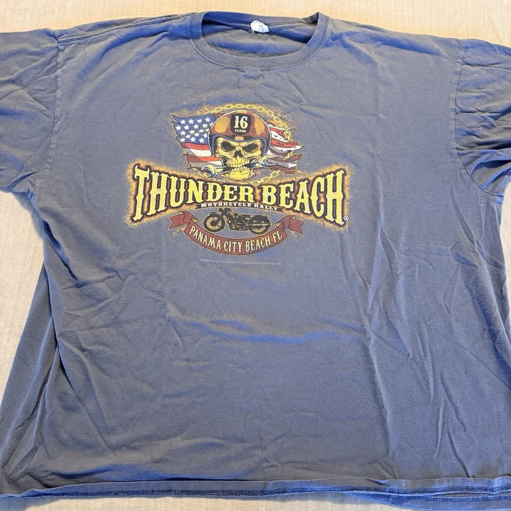 Thunder Beach 2014 Panama City Beach FL Motorcycle Rally Skull T Shirt 3XL